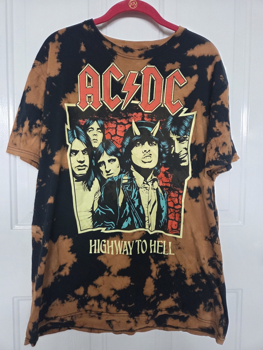 AC/DC Tie-Dye Band Tee - Black & Brown Large